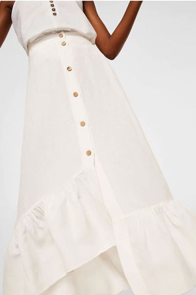 Ruffled Linen-Blend Skirt from Mango