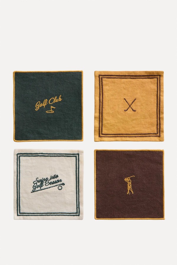 Pack Of 4 Linen Golf Coasters from Zara Home
