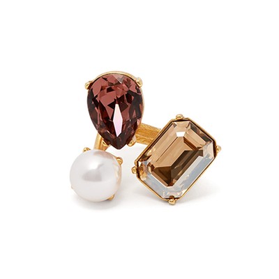 Crystal & Pearl Ring from Oscar De La Renta