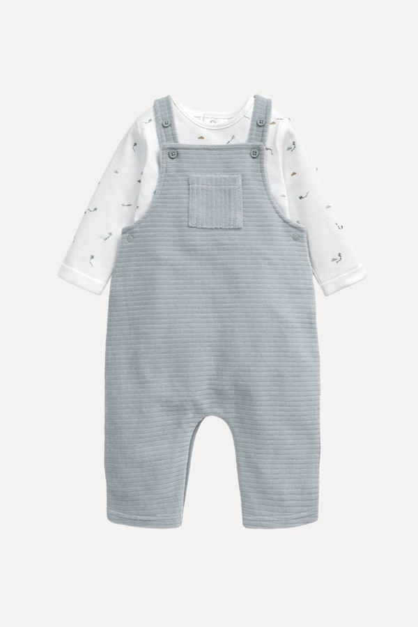 Kite Print Bodysuit & Velour Dungarees Set from Mamas & Papas