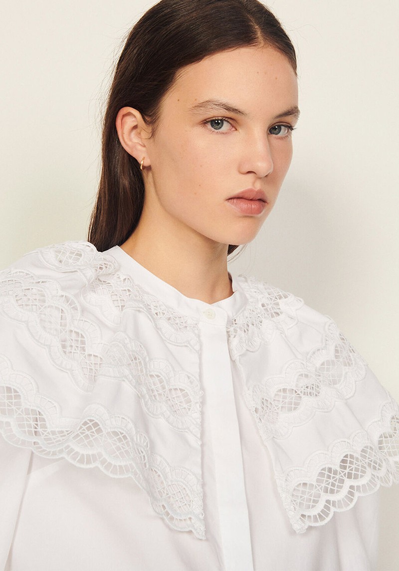 Poplin Shirt With Ruffle Collar  from Sandro