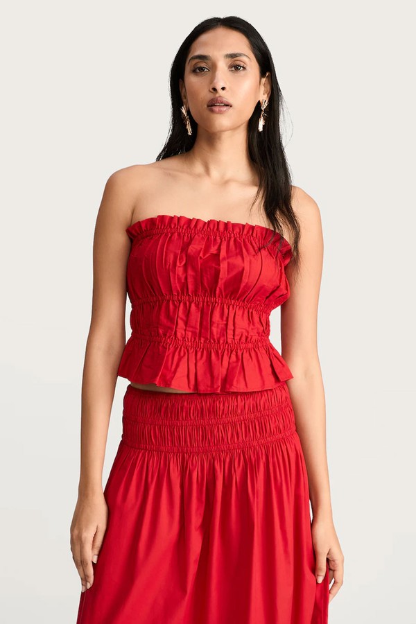 Cotton Rich Shirred Waist Full Midi Skirt from F&F