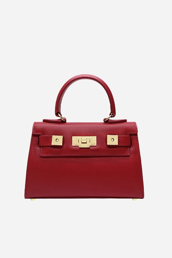 Maya Mignon Dolomite Pebble Print Calf Leather Handbag 