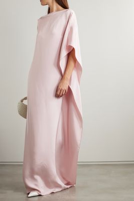 Bora Draped One-Sleeve Belted Silk-Satin Gown from Max Mara