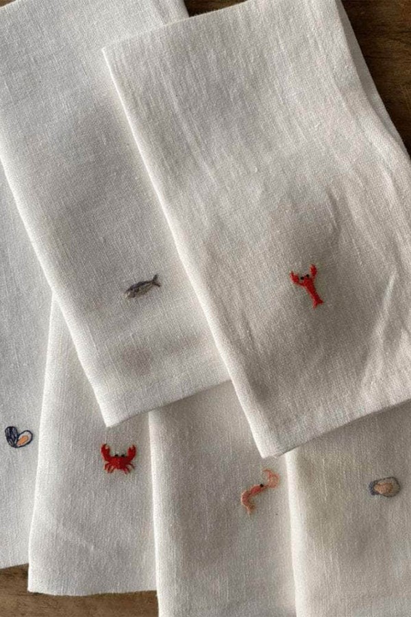 Set Of 6 Mighty Shellfish Napkins from Sew Bella