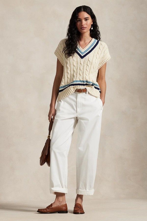 Cable-Knit Cotton Sleeveless Jumper