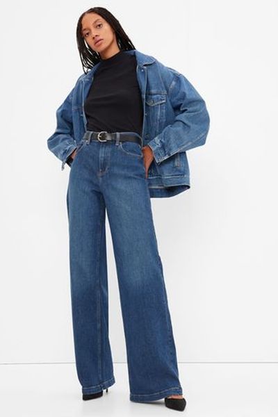 Zip Fly High Waist Wide Leg Jeans