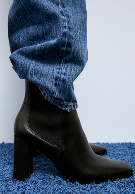 Leather High-Heel Ankle Boots