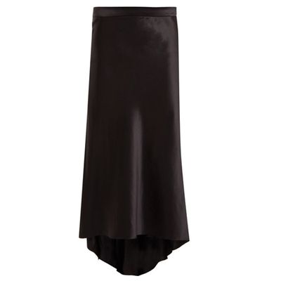 Bias Godet Silk Satin Slip Midi Skirt from Raey