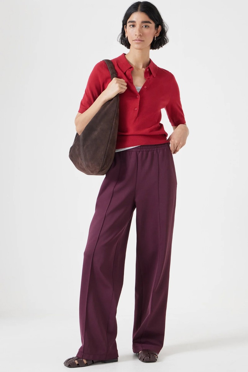 Fine Knit Short Sleeve Polo Top