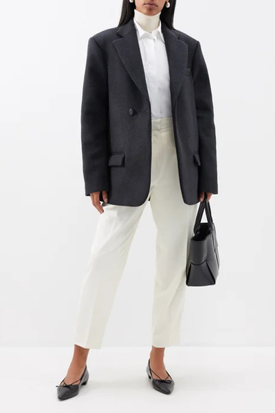 Asymmetric Wool-Blend Blazer