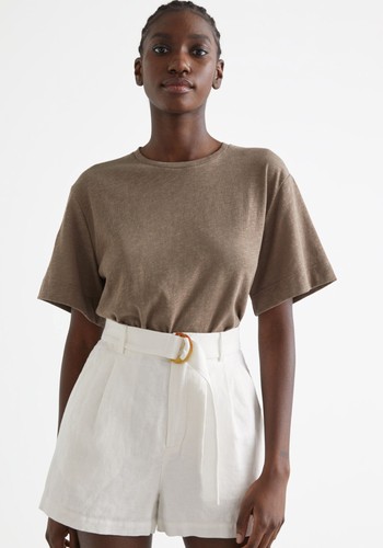 Belted Linen Pleat Shorts from &Other Stories