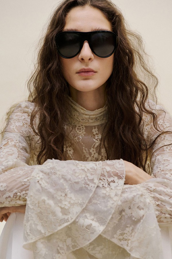  Ruffled Embroidered Blouse from Mango