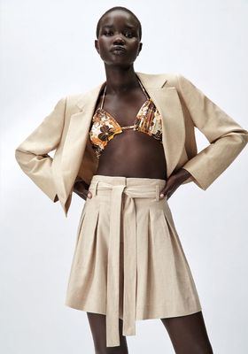 Linen Paperbag Bermuda Shorts from Zara 