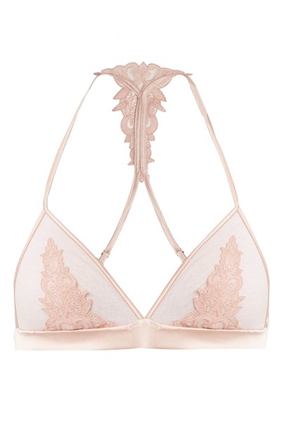 Sheer & Lace Satin Soft-Cup Triangle Bra from Fleur Of England