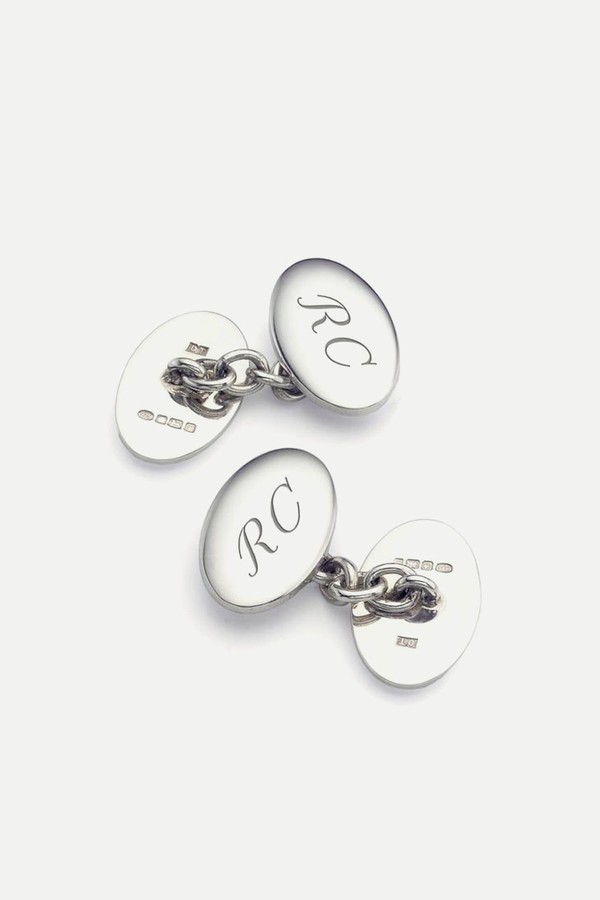 Double Domed Sterling Silver Engraved Cufflinks