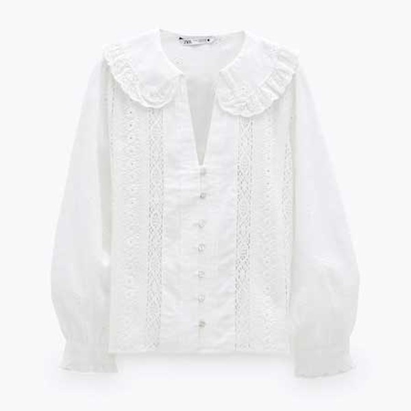 Shirt With Cutwork Embroidery