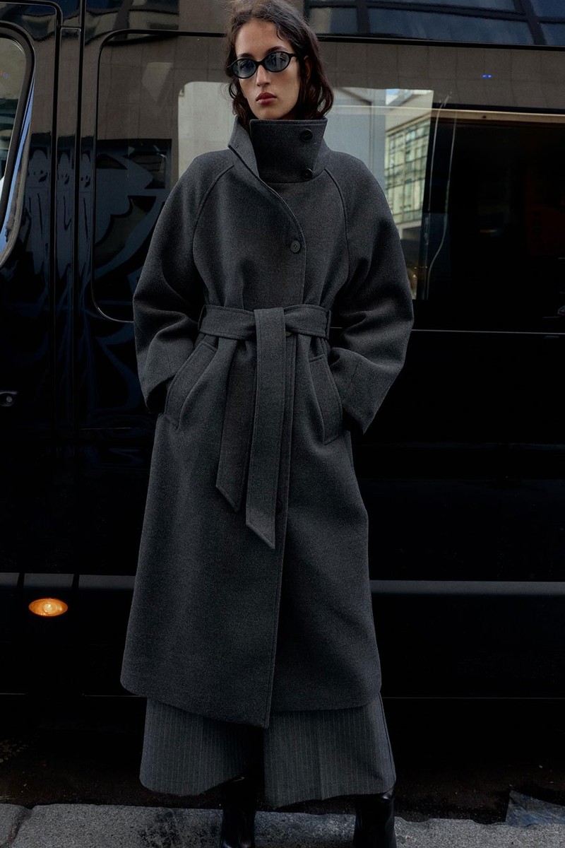  Soft High-Neck Coat With Belt from Zara