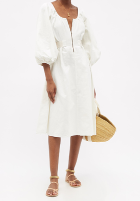 Utility Balloon-Sleeve Cotton-Canvas Dress from Wiggy Kit 