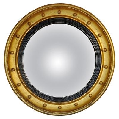 Large English Regency Giltwood Convex Mirror from 1stdibs