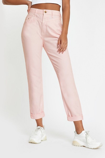 Light Pink Mom Fit High Rise Jeans