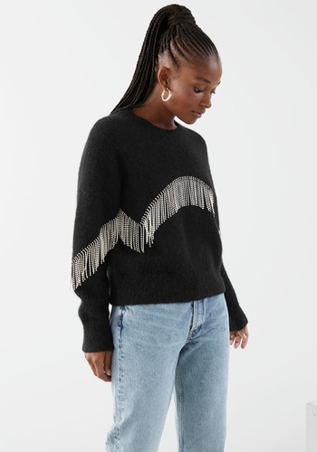 Diamanté Fringe Sweater