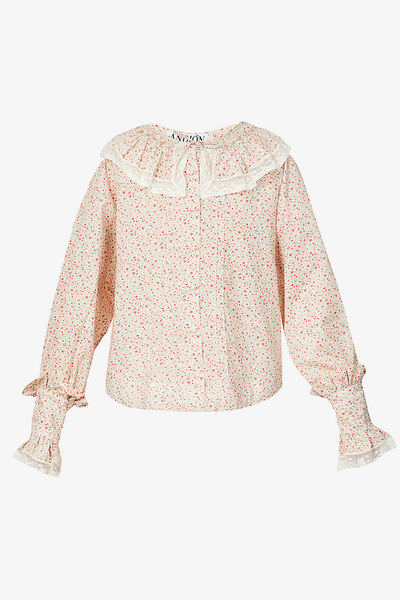 Emilie Embroidered-Overlay Cotton Top from Andion