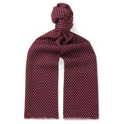 Polka-Dot Wool, Silk & Cashmere-Blend Twill Scarf from Tom Ford