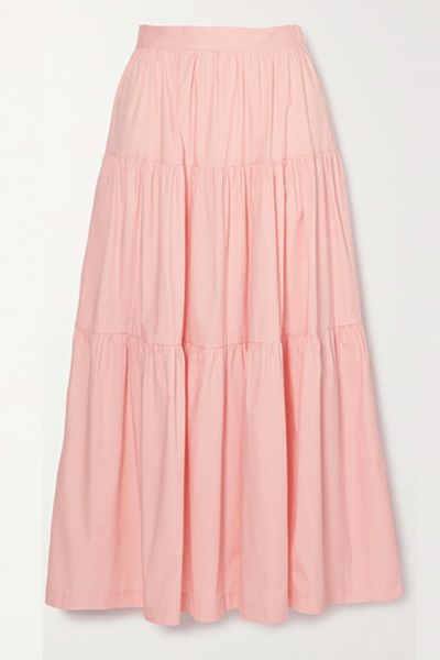 Sea Tiered Stretch-Cotton Poplin Maxi Skirt from Staud