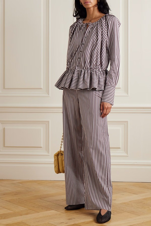 Striped Cotton-Poplin Peplum Blouse from Liberowe x The Vanguard