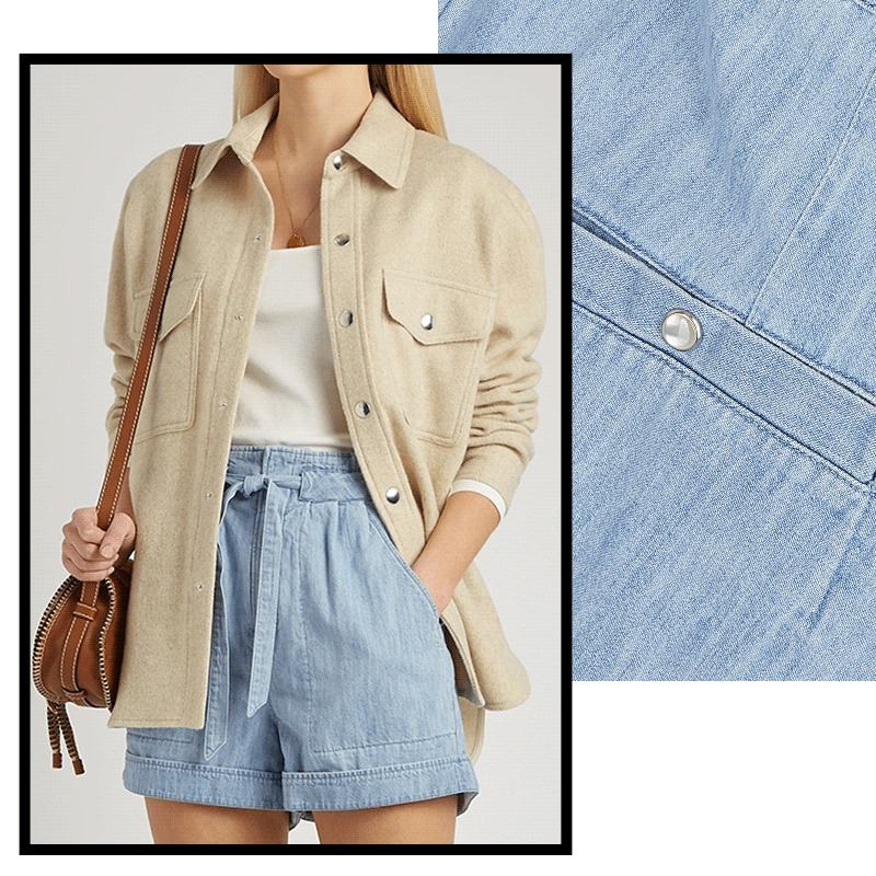 Isabel Marant Étoile Marius Light Blue Belted Denim shorts, £215