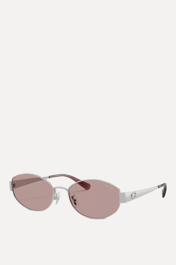 C Hardware Metal Narrow Oval Sunglasses from Coach