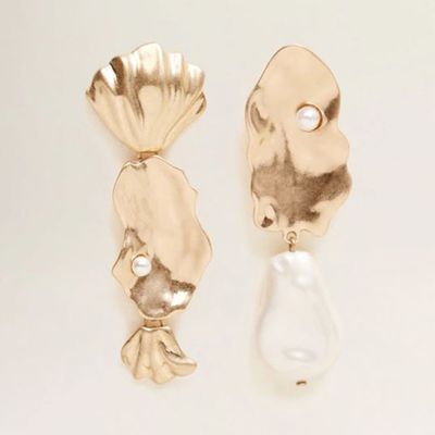 Pearl Detail Asymmetric Earrings from Mango