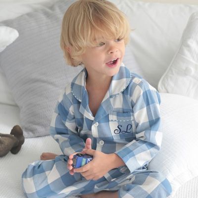 Personalised Blue Checked Pyjamas