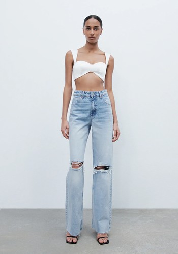 Ripped Straight-Leg Jeans from Zara