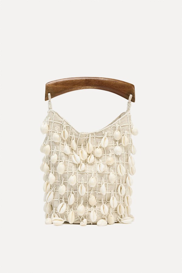 Beaded Fabric Bucket Bag from Zara