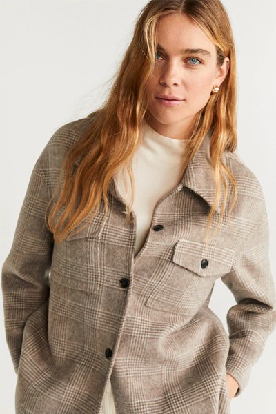 Checkered Woo-Blend Jacket from Mango