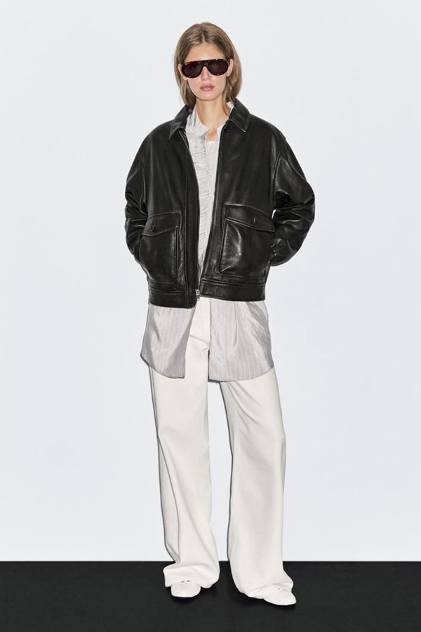 Nappa Leather Jacket With Collar Detail