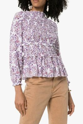 Ruffle Neck Paisley Print Top from See by Chloé