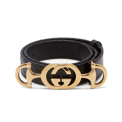 Horsebit-Buckle Quilted Leather Belt from Gucci