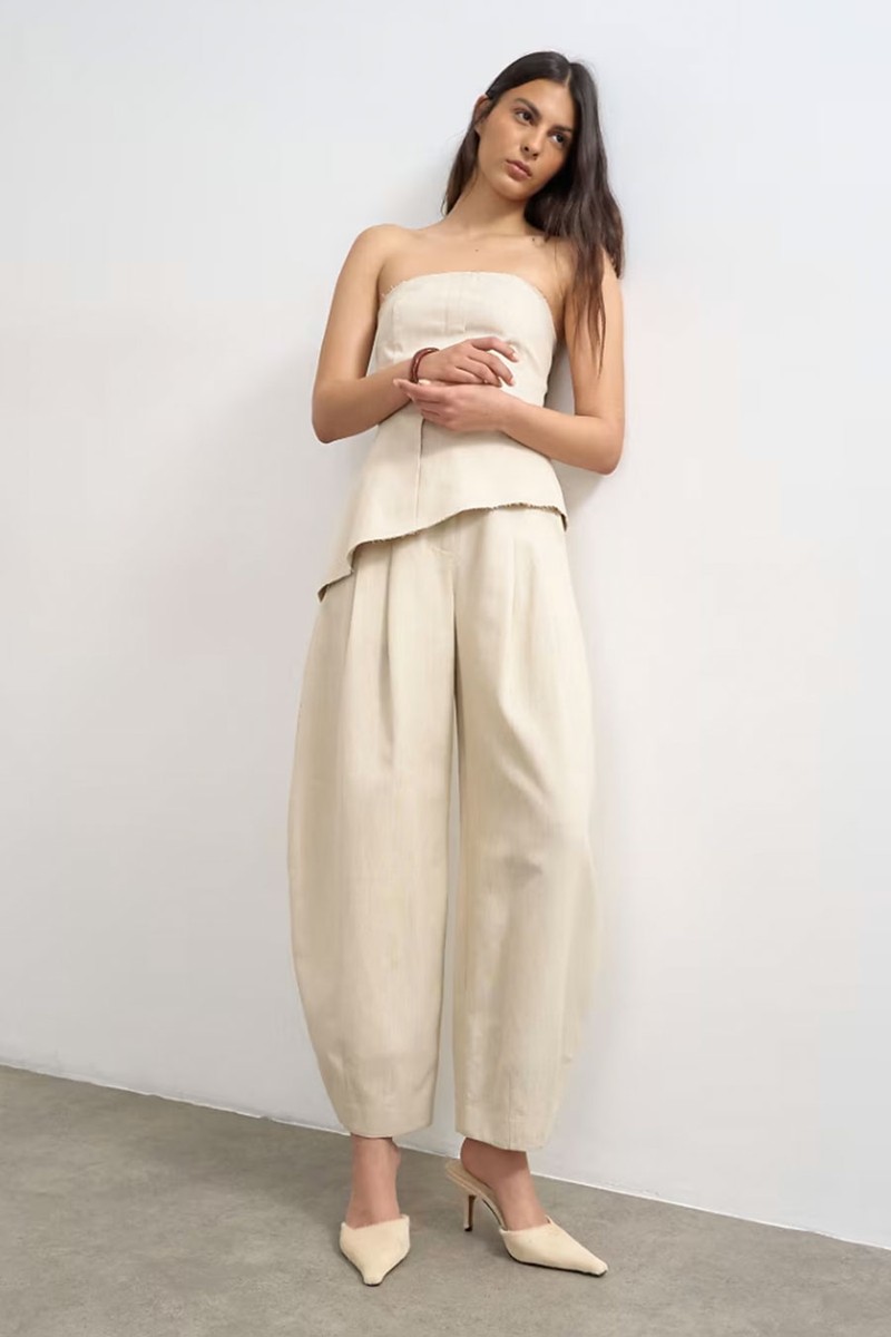 Co Ord Raw Hem Barrel Leg Tailored Trousers