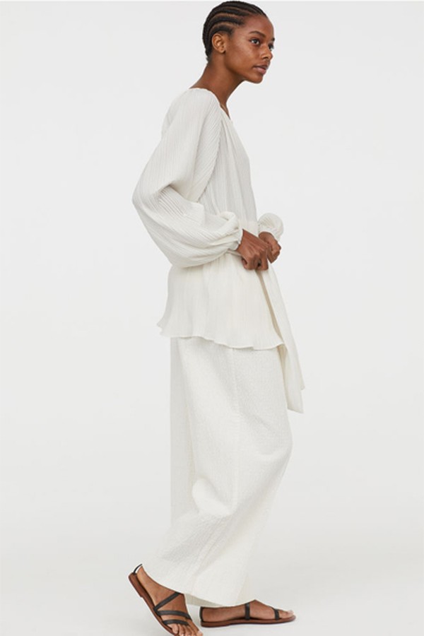 Pleated Blouse With Belt