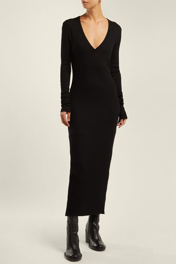 Deep-V Cashmere Dress from Raey