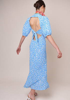 Psychedellic Tulip White Blue Midi Dress from Rixo