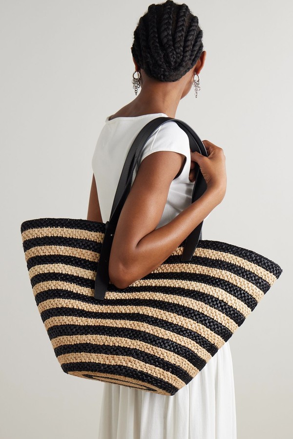 Bianca Large Leather-Trimmed Raffia Tote from LIÉ STUDIO