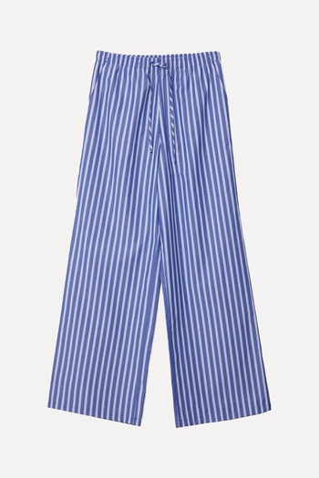 Flowing Striped Poplin Trousers from Stradivarius