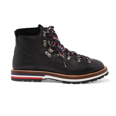 Blanche Velvet-Trimmed Leather Ankle Boots from Moncler