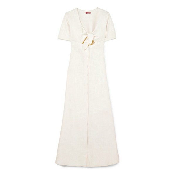 Maya Tie-Front Linen-Blend Maxi Dress