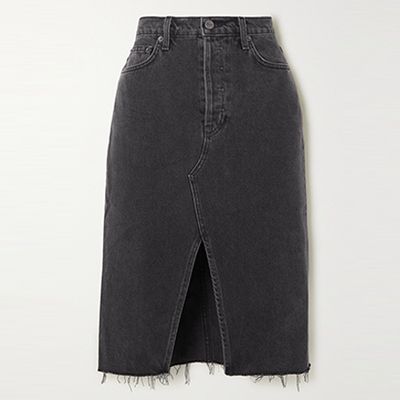 Distressed Denim Skirt from Reformation