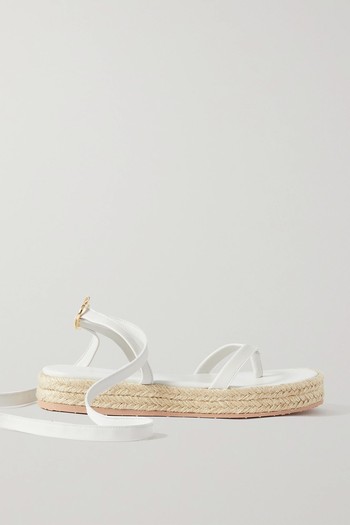 Ribbon Beachclub Leather Espadrille Sandals from Gianvito Rossi